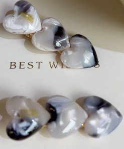 High-Quality Korean Love Heart Acetate Hairpin - Exquisite Gold Label Duckbill Side Clip for Stylish Bangs