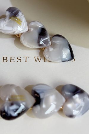 High-Quality Korean Love Heart Acetate Hairpin - Exquisite Gold Label Duckbill Side Clip for Stylish Bangs