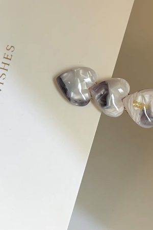 High-Quality Korean Love Heart Acetate Hairpin - Exquisite Gold Label Duckbill Side Clip for Stylish Bangs