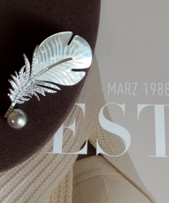 High-Quality Natural Shell Full Diamond Feather Brooch - Elegant Autumn Winter Fashion Accessory for Suit and Sweater