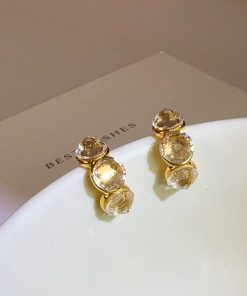 High-Quality Textured S925 Silver Needle Crystal Diamond Earrings - Korean Style Light Luxury Jewelry for Women