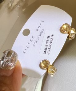 High-Quality Textured S925 Silver Needle Crystal Diamond Earrings - Korean Style Light Luxury Jewelry for Women