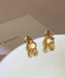 High-Quality Textured S925 Silver Needle Crystal Diamond Earrings - Korean Style Light Luxury Jewelry for Women