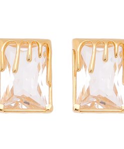 High-Quality Ultra-Shiny Square Zircon Earrings for Women - Lava Square Diamond Ear Clips & Studs in 925 Silver