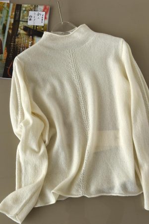 High-Speed Hand-Patching Half-Turtleneck Pure Cashmere Long-Sleeve Sweater - Luxurious Knitted Style, Limited Stock