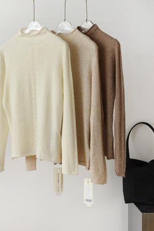 High-Speed Hand-Patching Half-Turtleneck Pure Cashmere Long-Sleeve Sweater - Luxurious Knitted Style, Limited Stock