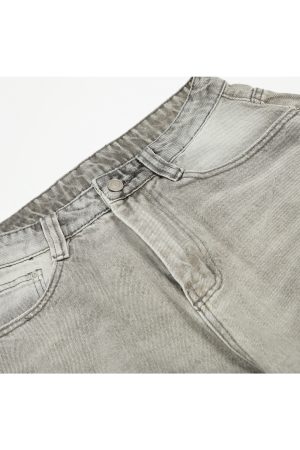 High Street American Style Wide-Leg Ripped Jeans with Splatter and Dirty Dye, Curved Knife Design, Summer Fashion for Trendsetters