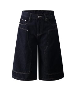 High Street Heavyweight Denim Shorts for Men, Reversible Workwear Capris, Lumberjack Style, Summer Fashion Essential