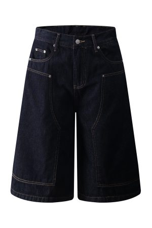 High Street Heavyweight Denim Shorts for Men, Reversible Workwear Capris, Lumberjack Style, Summer Fashion Essential