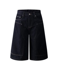 High Street Heavyweight Denim Shorts for Men, Reversible Workwear Capris, Lumberjack Style, Summer Fashion Essential