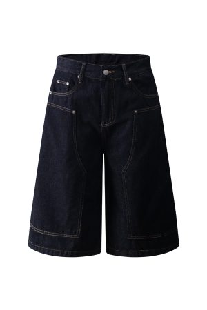 High Street Heavyweight Denim Shorts for Men, Reversible Workwear Capris, Lumberjack Style, Summer Fashion Essential