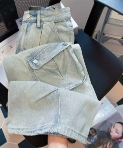 High Street Vintage Washed Denim Shorts for Men and Women - Summer Loose Casual Wide-Leg 90s Style
