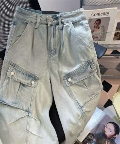 High Street Vintage Washed Denim Shorts for Men and Women - Summer Loose Casual Wide-Leg 90s Style