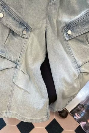 High Street Vintage Washed Denim Shorts for Men and Women - Summer Loose Casual Wide-Leg 90s Style