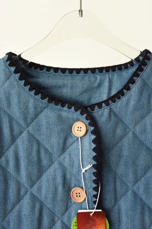 High-Strength Denim Shell Jacket with Embroidered Diamonds, Snow-Like Quilted Design, Heat-Retaining, Volcanic Rock Technology
