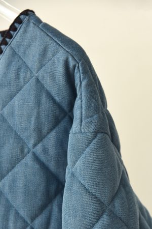High-Strength Denim Shell Jacket with Embroidered Diamonds, Snow-Like Quilted Design, Heat-Retaining, Volcanic Rock Technology