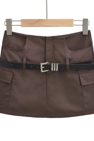 High Waist Bodycon A-Line Skirt with Belt - Summer College Style, Slimming Fit for Hot Girls, Trendy Summer Fashion