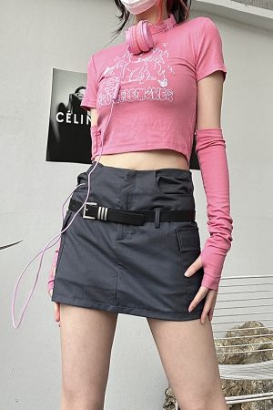 High Waist Bodycon A-Line Skirt with Belt - Summer College Style, Slimming Fit for Hot Girls, Trendy Summer Fashion