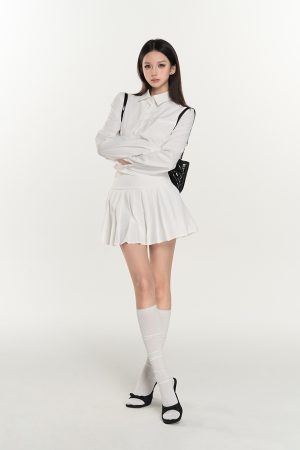 High Waist Pleated Skirt for Women - College Style Solid Color Versatile Slim Fit Short Skirt - Trendy Fashion for Students