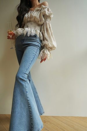 High Waist Retro Flared Pants - Elegant Slimming Wide Leg Jeans for a Versatile 90s-Inspired Look