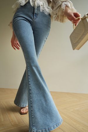 High Waist Retro Flared Pants - Elegant Slimming Wide Leg Jeans for a Versatile 90s-Inspired Look