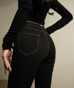 High Waist Slimming Smoke Pipe Pencil Pants - Stretchy Skinny Denim for Spring Autumn Versatile Style