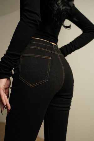High Waist Slimming Smoke Pipe Pencil Pants - Stretchy Skinny Denim for Spring Autumn Versatile Style