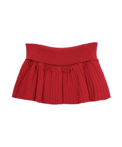 High-Waisted A-Line Pleated Knitted Skirt for Women - Spring 2025 Red Short Skirt, Slimming Design, Chic Casual Style