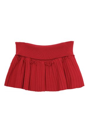 High-Waisted A-Line Pleated Knitted Skirt for Women - Spring 2025 Red Short Skirt, Slimming Design, Chic Casual Style