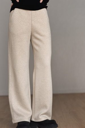 High-Waisted Acetic Acid Wool Wide-Leg Pants for Women - Autumn Winter Style, Draped, Loose-Fitting, Slimming Casual Long Trousers