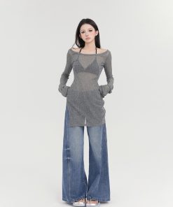 High-Waisted American Style Washed Wide-Leg Jeans for Women - Summer Loose Straight Pants, Slimming Versatile Long Trousers