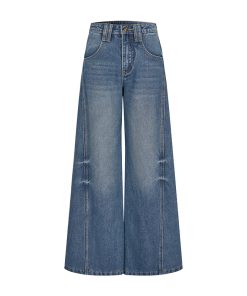 High-Waisted American Style Washed Wide-Leg Jeans for Women - Summer Loose Straight Pants, Slimming Versatile Long Trousers