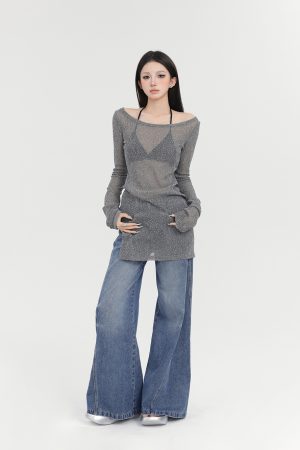High-Waisted American Style Washed Wide-Leg Jeans for Women - Summer Loose Straight Pants, Slimming Versatile Long Trousers
