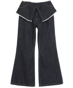 High-Waisted Black Flared Jeans for Women - Slim Fit Casual Pants, Trendy Spring 2025 Style, Flattering 90s-Inspired Look