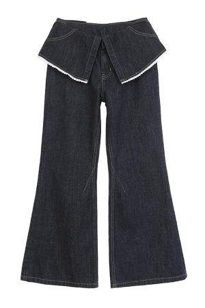High-Waisted Black Flared Jeans for Women - Slim Fit Casual Pants, Trendy Spring 2025 Style, Flattering 90s-Inspired Look