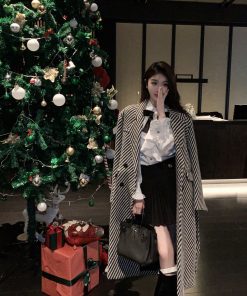 High-Waisted Black Gold Buckle Pleated A-Line Short Skirt for Women - Spring Summer Fashion, Elegant Slim Fit, Chic Style