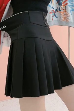 High-Waisted Black Pleated A-Line Skirt for Autumn & Winter - Stretchy Elastic Waist Short Umbrella Skirt for Slimming Fit