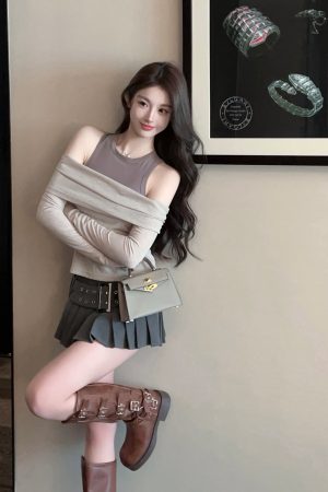 High-Waisted Black Pleated A-Line Skirt with Belt - Summer Slim Half Skirt for a Sexy 90s-Inspired Look