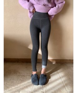 High-Waisted Black Slim-Fit Leggings for Women - High Elastic, Slimming, Warm Nine-Point Pants for Autumn and Winter Fashion