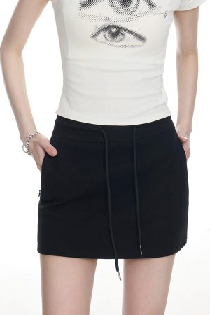 High-Waisted Black Sports Half Skirt for Women - Casual A-Line Bodycon Style, Short Summer 2025 Fashion
