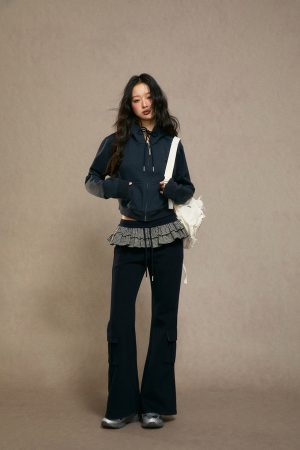 High-Waisted Black Wide-Leg Pants for Women - Casual Slim Straight Trousers for Autumn Winter 2025 Fashion