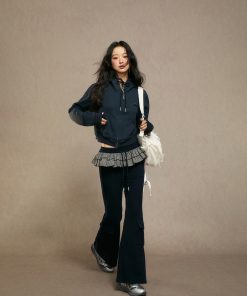 High-Waisted Black Wide-Leg Pants for Women - Casual Slim Straight Trousers for Autumn Winter 2025 Fashion