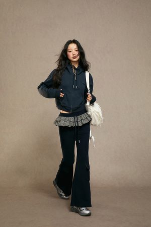 High-Waisted Black Wide-Leg Pants for Women - Casual Slim Straight Trousers for Autumn Winter 2025 Fashion