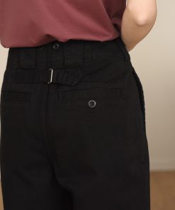 High-Waisted British Twill Cotton Paris Button Pants, Loose Straight-Leg Wide-Leg Jeans for Effortless Style