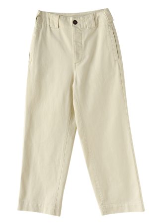 High-Waisted British Twill Cotton Paris Button Pants, Loose Straight-Leg Wide-Leg Jeans for Effortless Style