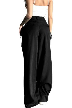 High-Waisted Draped Wide-Leg Pants for Tall Individuals - Minimalist Floor-Length Suit Pants with Pleats and Casual Loose Fit