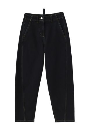 High-Waisted Fleece-Lined Banana Pants with Twisted Seam Design - Tapered Cropped Style for Autumn and Winter Fashion