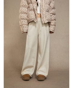 High-Waisted Fleece Wide-Leg Pants for Women - Casual Loose Trousers, Autumn Winter 2025, Cozy Lazy Style