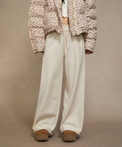 High-Waisted Fleece Wide-Leg Pants for Women - Casual Loose Trousers, Autumn Winter 2025, Cozy Lazy Style