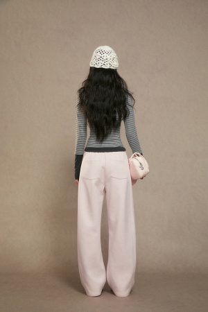 High-Waisted Fleece Wide-Leg Pants for Women - Casual Loose Trousers, Autumn/Winter 2025 Fashion, Cozy Woolen Style